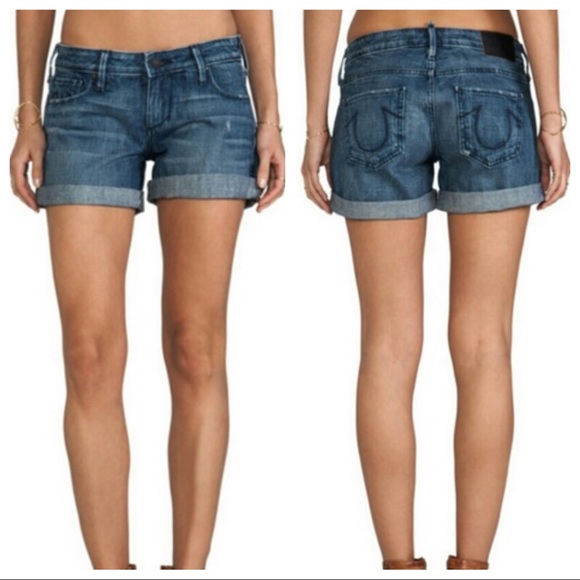 True Religion Pants - SOLD-True Religion Cuffed Distressed Denim Shorts